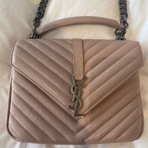 YSL Medium College Bag in Light Rose